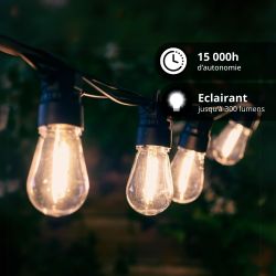 Guirlande lumineuse LED 5m 12V, extensible IP44, 10 boules ST48 mini-Edison