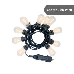 Guirlande lumineuse LED 5m 12V, extensible IP44, 10 boules ST48 mini-Edison