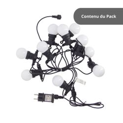 Guirlande lumineuse LED 5m 12V, extensible IP44, 10 boules P45, 8 modes d'utilisation
