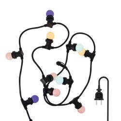 Guirlande Guinguette LED Noire, x10 Ampoules RVB E27 Incluses, 5m Extensible