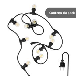 Guirlande Guinguette LED Noire, x10 Ampoules Vintage E27 Incluses, 5m Extensible