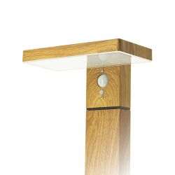 Borne Solaire 50cm IP44 600 Lumens - Détecteur de mouvements - 3 modes de fonctionnement - Finitions bois