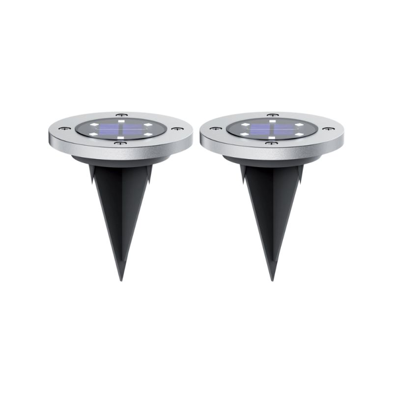 Lot de 2 Spots Solaires 6 LED Blanc froid IP44 8h d'autonomie