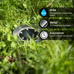 Lot de 2 Spots Solaires 6 LED Blanc froid IP44 8h d'autonomie
