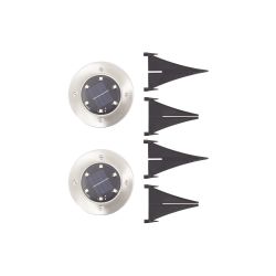 Lot de 2 Spots Solaires 6 LED Blanc froid IP44 8h d'autonomie