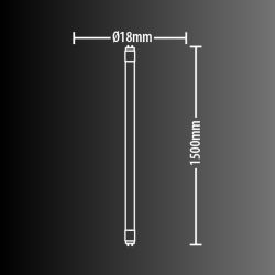 Tube LED T5, 18mm x 1500 mm, T5, conso. 20W éq. 25W, 2300 Lumens Blanc froid, installation avec ballast ferromagnétique