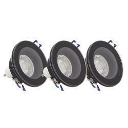 Lot 3 Spots GU10 50W 4000K Rond Noir IP44