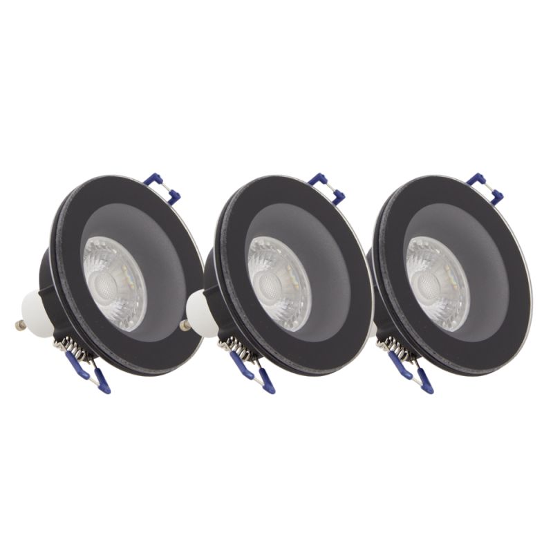Lot 3 Spots GU10 50W 4000K Rond Noir IP44