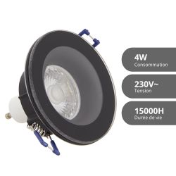 Lot 3 Spots GU10 50W 4000K Rond Noir IP44