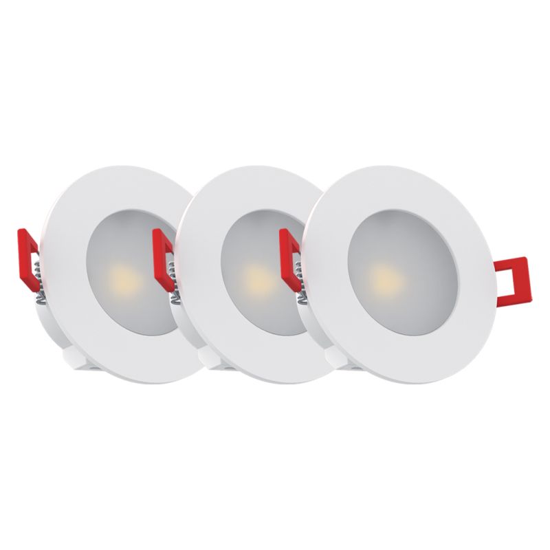 Lot de 3 Spots Encastrable LED Intégrés - IP 65 pour salle de bain - cons. 5W (eq. 50W) - 345 lumens - Blanc neutre