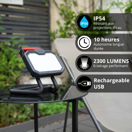 Projecteur Rechargeable 1000000 Lumens LED - 4 Modes, étanche, Batterie Lithium - Portable