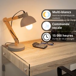 Spot de meuble acier brossé LED IP44, 2 modes de fixation, CCT
