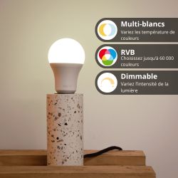 Ampoule LED connectée KOZii, éclairage blancs + couleurs, E14 P45 Opaque 6W Variation de couleur et luminosité