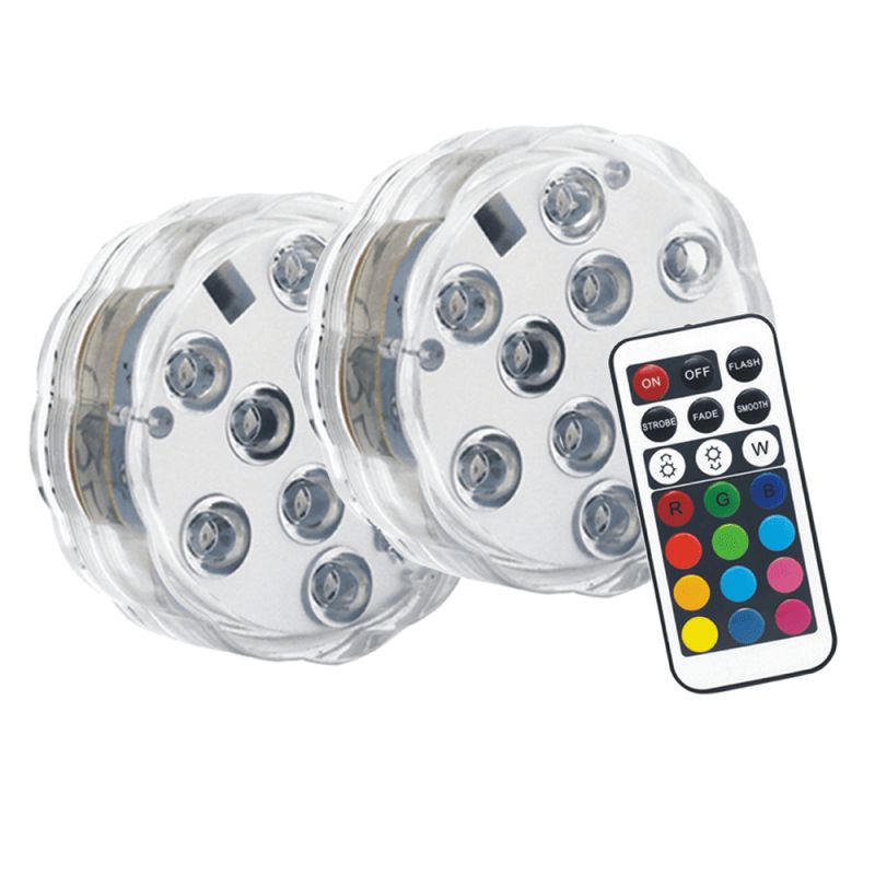 Lot de 2 Lampes flottantes à piles avec télécommande 10 LED RVB IP68
