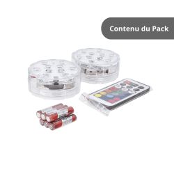 Lot de 2 Lampes flottantes à piles avec télécommande 10 LED RVB IP68