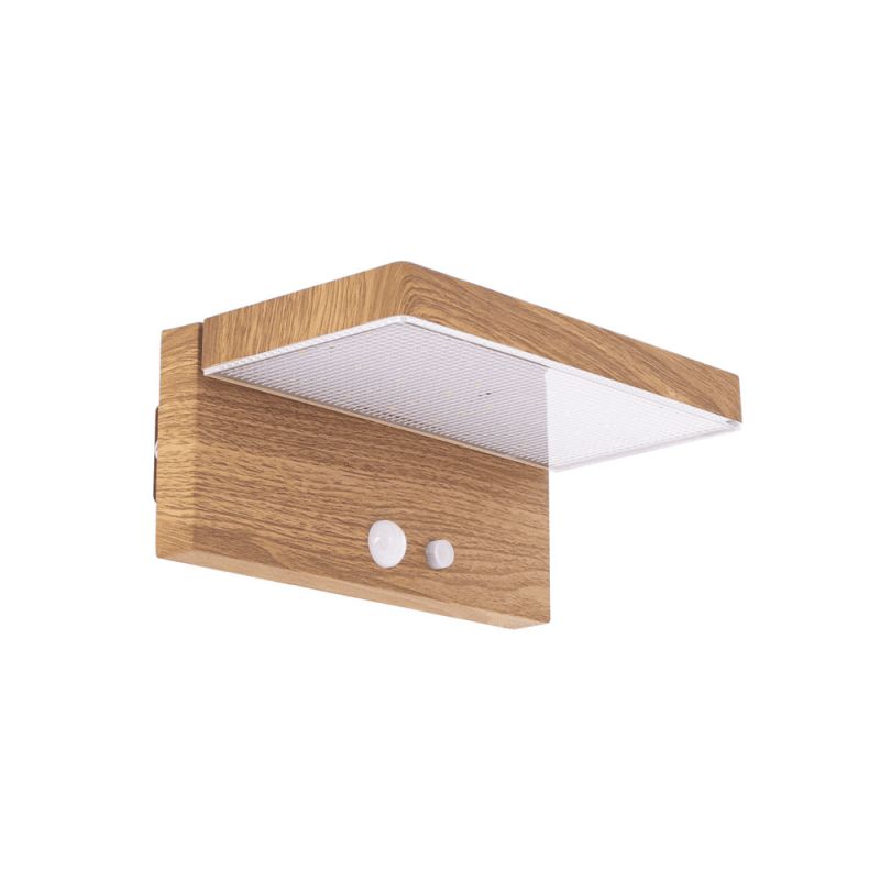 Applique murale Solaire IP44 600 Lumens - Détecteur de mouvements - 3 modes de fonctionnement - Finitions bois