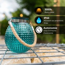copy of Lanterne Solaire Boule IP44 - Finition verre teinté - Bleu ou Gris