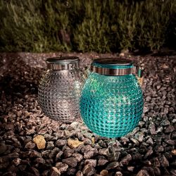 copy of Lanterne Solaire Boule IP44 - Finition verre teinté - Bleu ou Gris