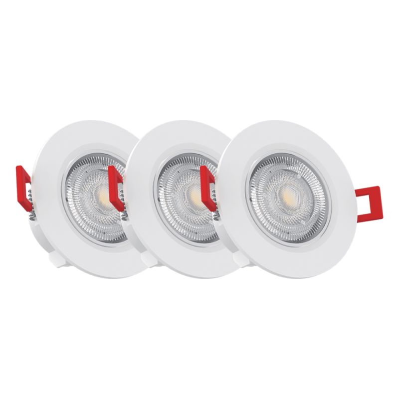 Lot de 3 Spots Encastrable LED Intégrés - Dimmable et Orientable - cons. 4.5W (eq. 50W) - 345 lumens - Blanc chaud