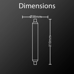Tube LED, culot S19, 8,5W cons. (50W eq.), lumière blanc chaud