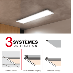 Plafonnier LED rectangulaire - cons. 42W - 3300 lumens - Blanc neutre - Extra plat