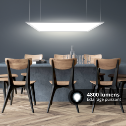 Plafonnier LED carré - cons. 42W - 3300 lumens - Blanc neutre - 3 modes de fixation