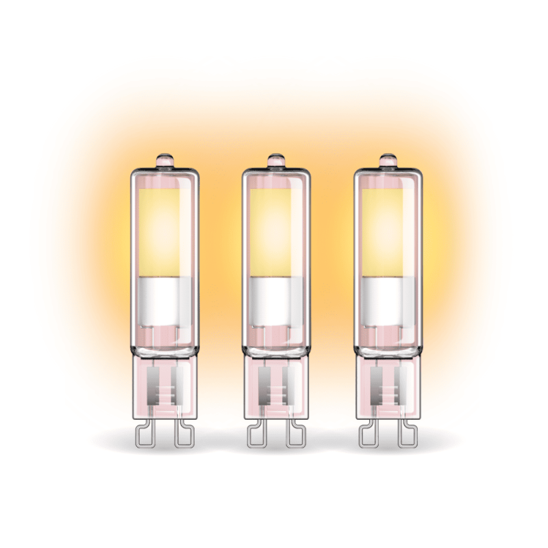 Pack de 3 ampoules RetroLED Caspule, culot G9, 2,6W cons. (20W eq.), 200 lumens, lumière blanc chaud
