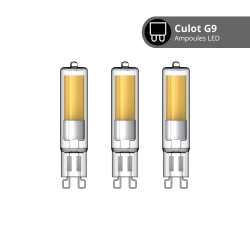 Pack de 3 ampoules RetroLED Caspule, culot G9, 2,6W cons. (20W eq.), 200 lumens, lumière blanc chaud