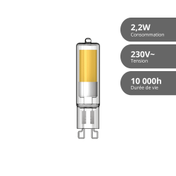 Pack de 3 ampoules RetroLED Caspule, culot G9, 2,6W cons. (20W eq.), 200 lumens, lumière blanc chaud