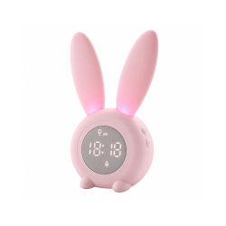 Réveil lapin lumineux, rechargeable, veilleuse intégrée, x6 sonneries, x2 modes d'installation