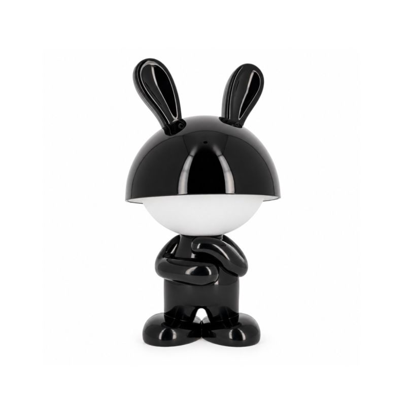 Veilleuse lapin noir tactile, blanc chaud, intensité variable, câble USB fourni