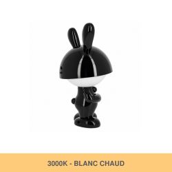 Veilleuse lapin noir tactile, blanc chaud, intensité variable, câble USB fourni
