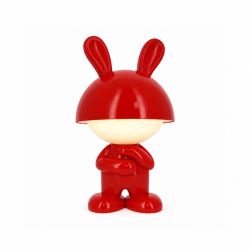 Veilleuse lapin rouge tactile, blanc chaud, intensité variable, câble USB fourni