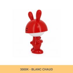 Veilleuse lapin rouge tactile, blanc chaud, intensité variable, câble USB fourni