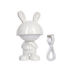 Veilleuse lapin blanc tactile, blanc chaud, intensité variable, câble USB fourni
